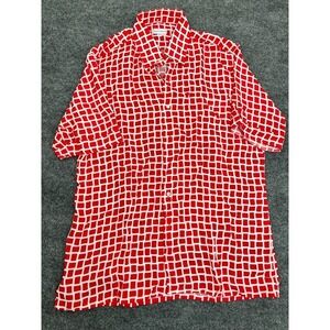 Maus‎ & Hoffman Shirt Mens Large Red White Check USA Made Button Up Short Sleeve